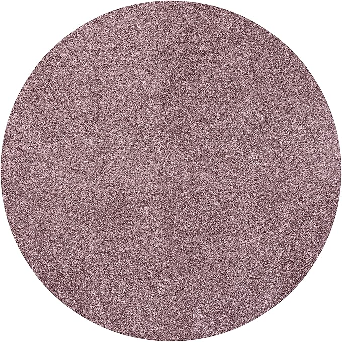 Eyely UES100R-8R Supersoft Haze Solid Low-Pile Indoor Area Rug, Coastal, Bohemian, Minimalist, Classic, Casual for Bedroom,Kitchen,Living Room,Non Shedding,Easy-Washing, Purple, 8' Round