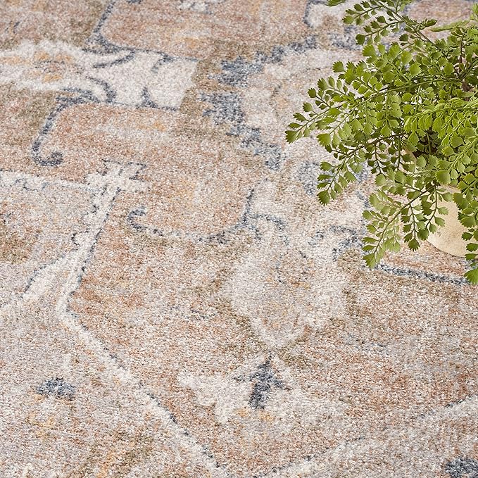 Nourison Home Astra Machine Washable Beige 7'10" x Round Area Rug - Easy Clean, Non Shedding, Bed Room, Living Room, Dining Room, Kitchen (8' x Round)