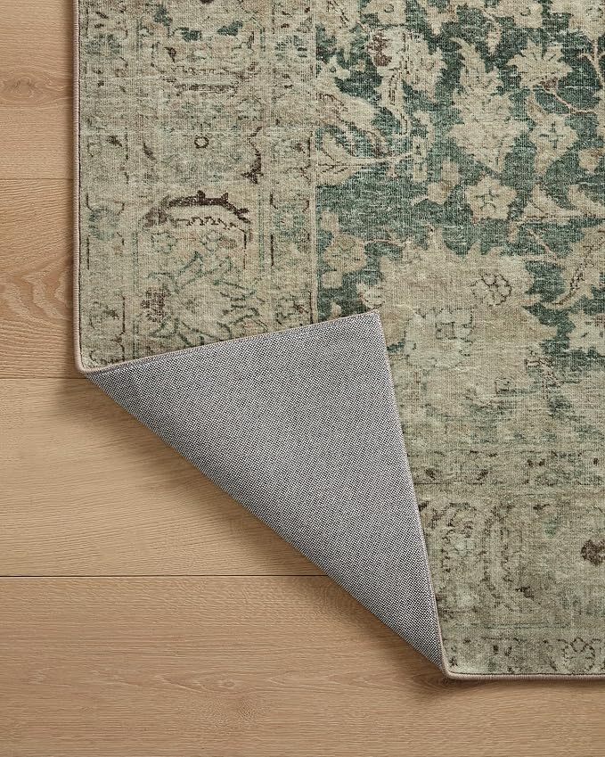 Loloi Magnolia Home by Joanna Gaines Sinclair Collection SIN-05 Jade/Sand 2'-3" x 11'-6", .25" Pile Height, Machine Washable, Runner Rug