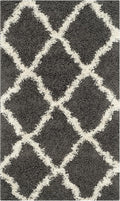 SAFAVIEH Dallas Shag Collection Accent Rug - 2'3" x 4', Dark Grey & Ivory, Trellis, Non-Shedding & Easy Care, 1.5-inch Thick Ideal for High Traffic Areas in Foyer, Living Room, Bedroom (SGD257A)