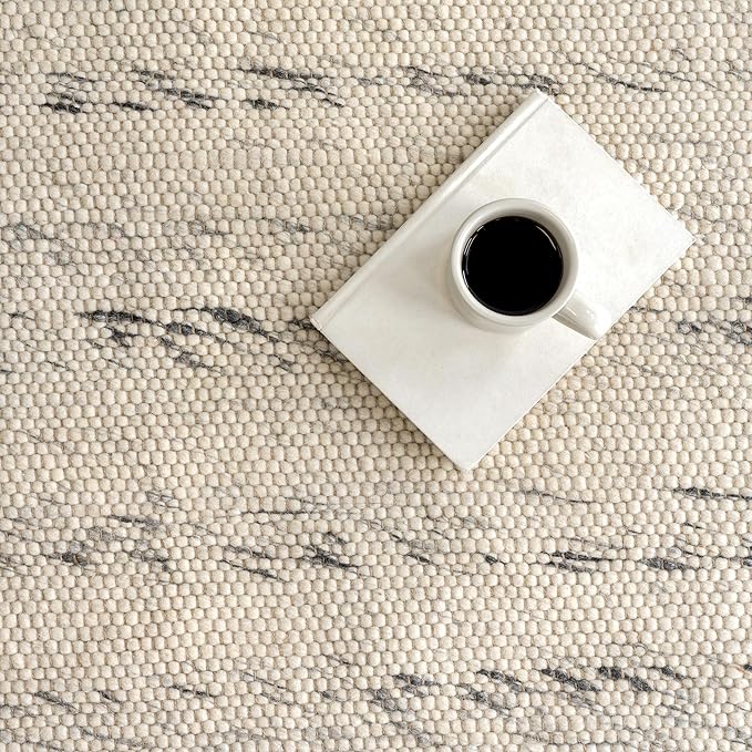 Rugs USA Hamptons Marled Ivory/Grey, 4' x 6', Hand Woven, Marled, Tassel, Soft and Cozy, High Traffic, Stain Resistant, Easy Clean, Durable Area Rug for Bedroom, Living Room, Dining, Den, Foyer