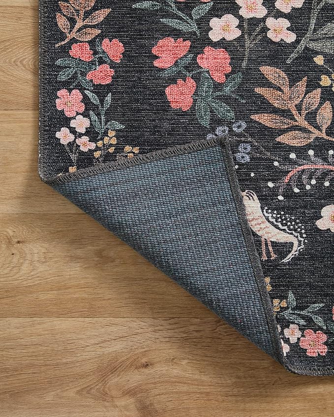 Loloi Rifle Paper Co. Maison Collection MAO-04 Tuileries Black 2'-6" x 7'-6", .19" Pile Height, Runner Rug