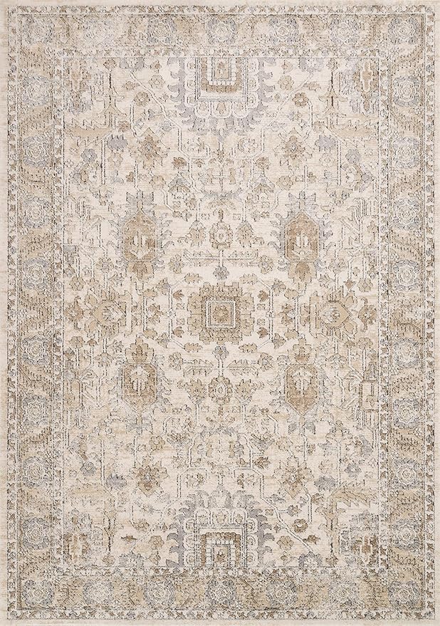 Loloi Teagan Collection TEA-03 Ivory/Sand 9'-9" x 13'-6" Area Rug, Large, Soft Neutral Rug, High-Traffic for Living Room, Bedroom, Home Office, Dining Area