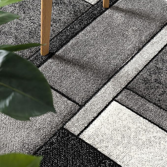 Paco Home Area Rug Modern Geometric Pattern in Grey White, Size: 2'8" x 4'11"