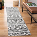 SAFAVIEH Tulum Collection Runner Rug - 2' x 15', Ivory & Black, Moroccan Boho Tribal Design, Non-Shedding & Easy to Clean, Ideal for Living Room, Hallway, Foyer, Bedroom (TUL272B)