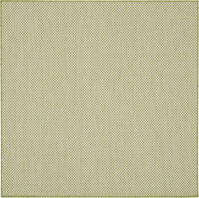 Nourison Home Courtyard Ivory Green 4' x Square Area Rug - Easy Clean, Non Shedding, Bed Room, Living Room, Dining Room, Kitchen (4' x Square)