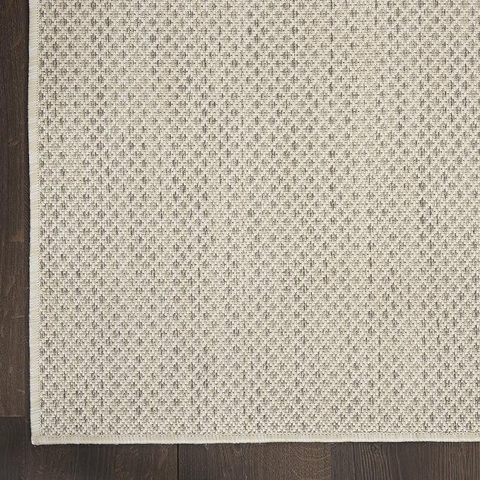 Nourison Home Courtyard Ivory Silver 2'2" x 20' Area Rug - Easy Clean, Non Shedding, Bed Room, Living Room, Dining Room, Kitchen (20' Runner)