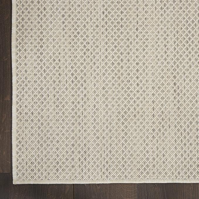Nourison Home Courtyard Ivory Silver 2'2" x 16' Area Rug - Easy Clean, Non Shedding, Bed Room, Living Room, Dining Room, Kitchen (16' Runner)
