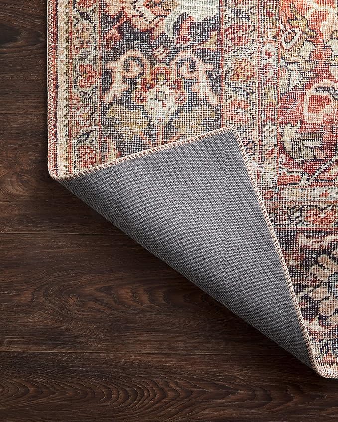 Loloi Layla Collection LAY-02 Spice/Marine 2'-6" x 12'-0" .13" Thick Runner Rug, Soft, Durable, Vintage Inspired, Distressed, Low Pile, Non-Shedding, Easy Clean, Printed, Living Room Rug