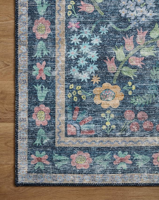 Loloi Rifle Paper Co. Maison Collection MAO-06 Blue/Multi 3'-0" x 3'-0" Round, .19" Pile Height, Accent Rug