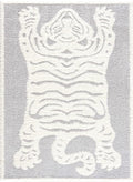 Hauteloom Tilos Moroccan Farmhouse Living Room Bedroom Nursery Shag Area Rug - Shaggy Carpet - Tiger Pattern - High Plush Pile - Light Grey, Beige, Cream - 5'3" x 7'