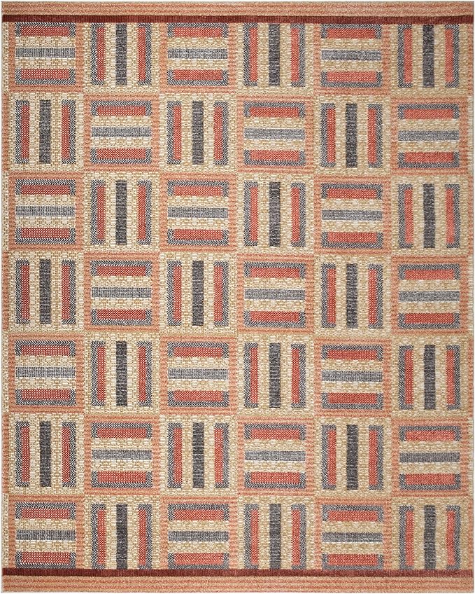 Nourison Home Nordic Multicolor 8' x 10' Area Rug - Easy Clean, Non Shedding, Bed Room, Living Room, Dining Room, Kitchen (8' x 10')