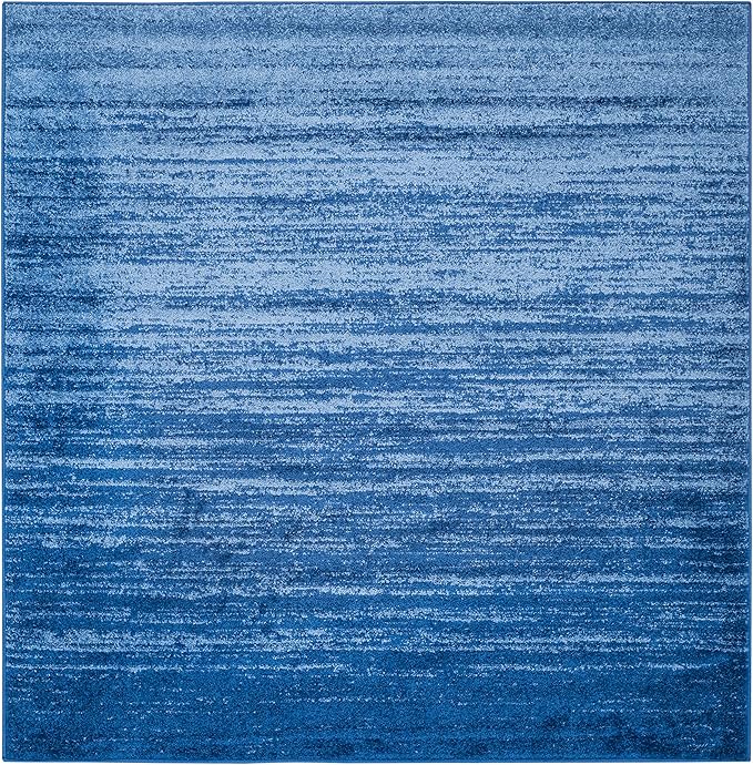 SAFAVIEH Adirondack Collection Area Rug - 6' Square, Light Blue & Dark Blue, Modern Ombre Design, Non Shedding & Easy to Clean, Ideal for Living Room, Bedroom, Office, Dining Space (ADR113F)