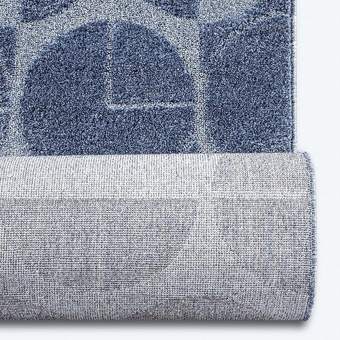 Well Woven Custom Size Hallway & Stair Runner- Harlow Harmony Blue 27 Inches Wide x 24 Feet Long Runner (27" x 24') Runner Rug - Modern Geometric Pattern, Ultra-Soft, Easy-Clean