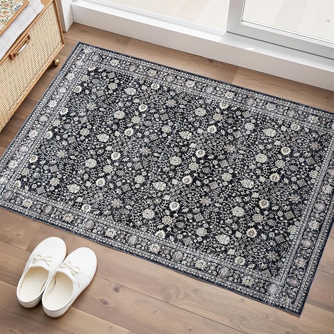2x3 Rug,Boho Vintage Oriental Washable Rugs,Collapsible Area Rug for Bedroom, Entryway, Kitchen, Bathroom