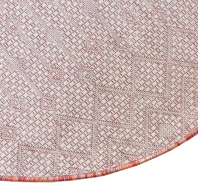 Unique Loom Outdoor Trellis Collection Area Rug - Tribal Trellis (7' 10" x 10' Oval, Rust Red/ Ivory)