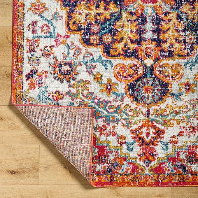 Livabliss Area Rugs - 8x10 Odelia Vintage Boho Beige Mustard Gray Area Rug for Living Room Bedroom - Floral Medallion Stain Resistant Carpet for Kitchen, Nursery, Office (7'10" x 10'3")