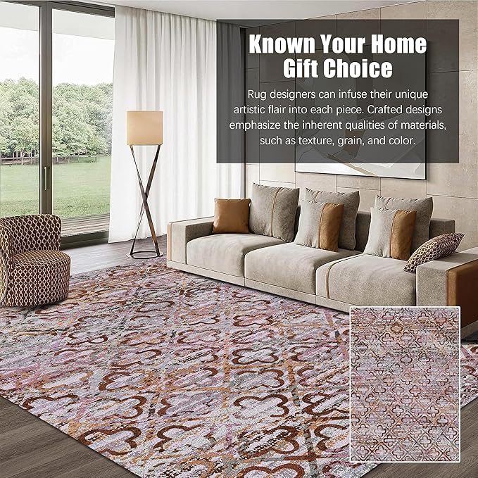 RUGSURE Washable Area Rugs, 3' x 5 ' - 1/6 Thick - Stain & Water Resistant Non-Slip - Perfect Resistant Rug for Living Room, Bedroom, Nursery, Pet & Child Friendly, Vibrant Colors Rugs, Purple