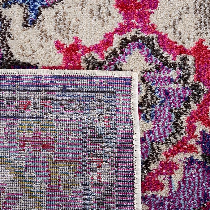 SAFAVIEH Monaco Collection Runner Rug - 2'2" x 8', Violet & Fuchsia, Boho Chic Medallion Distressed Design, Non-Shedding & Easy Care, Ideal for High Traffic Areas in Living Room, Bedroom (MNC243P)