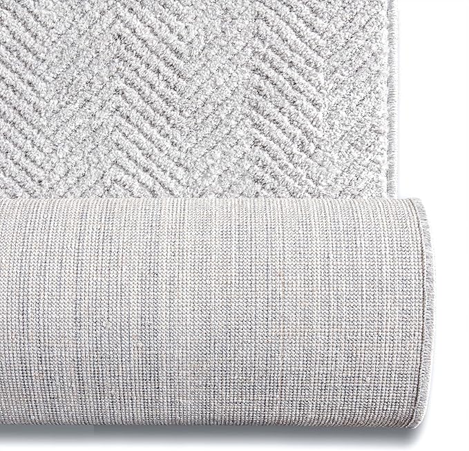 Well Woven Custom Size Hallway & Stair Runner- Harlow Pompeii Light Grey 31 Inches Wide x 60 Feet Long Runner (31" x 60') Runner Rug - Modern Chevron Pattern, Ultra-Soft, Easy-Clean