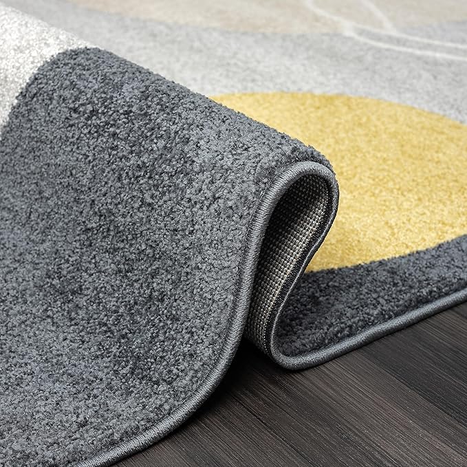 Abani Deco Collection Area Rug - Grey Minimalist Design -4' x 6' - Easy to Clean - Durable for Kids and Pets - Non-Shedding - Medium Pile - Soft Feel - for Living Room, Bedroom & Office