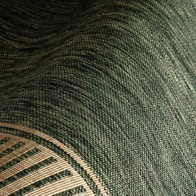 Nuloom Asha Green/Brown, 8' x 10', Casual, Striped Border, Soft and Cozy, High Traffic, Stain Resistant, Easy Clean, Durable Area Rug for Indoor/Outdoor Patio, Deck, Porch, Garden, Courtyard