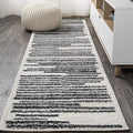 JONATHAN Y Khalil Modern Berber Stripe Cream/Black Runner Rug, 2x10, Contemporary, Bohemian, Easy-Cleaning for Living Room, Bedroom, Kitchen, Pet Friendly, Non-Shedding (MOH207A-210)