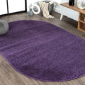Eyely UES100N-6OV Supersoft Haze Solid Low-Pile Indoor Area Rug, Coastal, Bohemian, Minimalist, Classic, Casual for Bedroom,Kitchen,Living Room,Non Shedding,Easy-Washing, Purple, 6 X 9 Oval