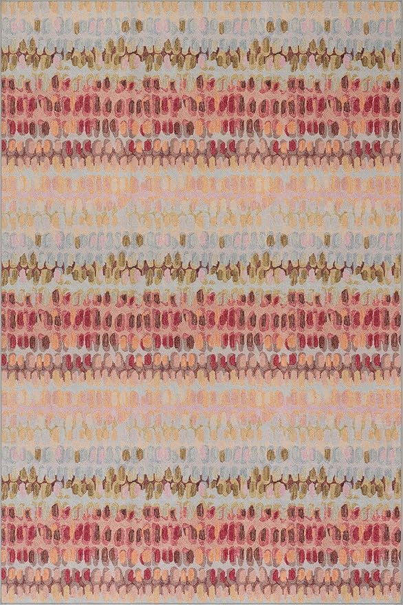 Dash & Albert Paint Chip Pastel Machine Washable Rug, 4 X 6 Feet, Multicolored Geometric Pattern