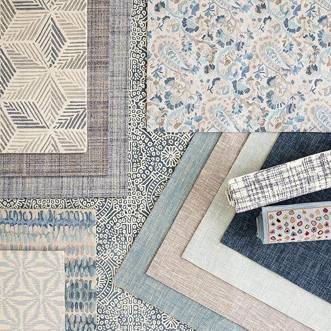 Dash and Albert Crosshatch Wool Area Rug - 3' x 5' Sky Blue Solid Hand Micro Hooked Accent Rug - Durable, High Traffic Areas Bedroom, Hallway, Stairs - Premium Luxury Hotel Quality Soft Breathable