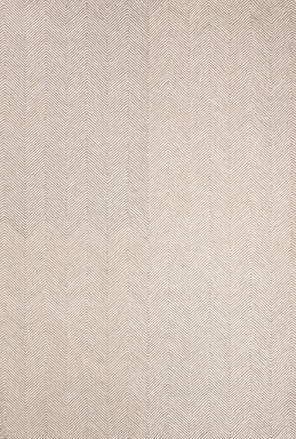Modern Herringbone Chevron Collection Handcrafted Wool Area Rug - Durable, Zigzag Pattern, for High Traffic, Contemporary Design for Living Room, Bedroom, Dining Room Decor (Sand Beige, 6' round)