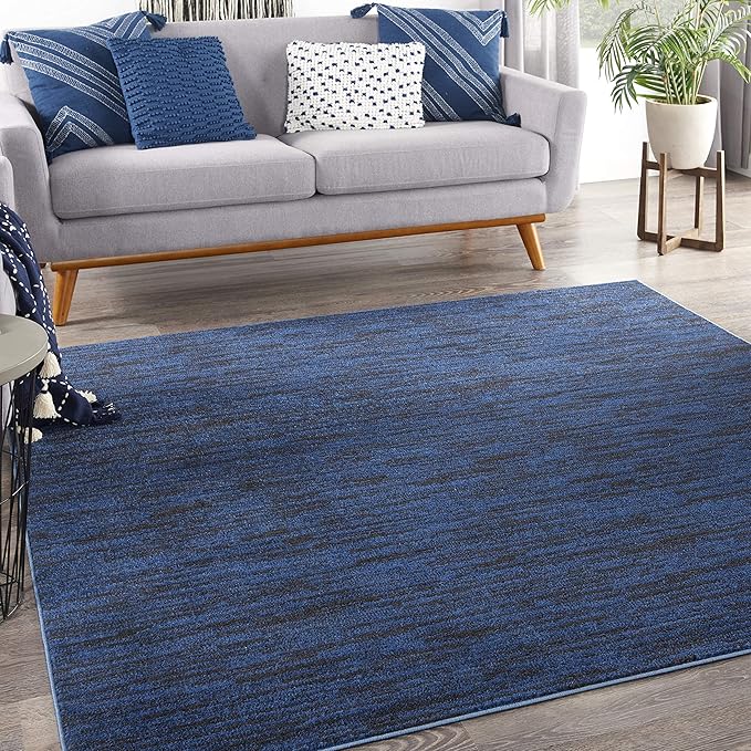 Nourison Home Nourison Essentials Midnight Blue 7' x Square Area Rug - Easy Clean, Non Shedding, Bed Room, Living Room, Dining Room, Kitchen (7' x Square)