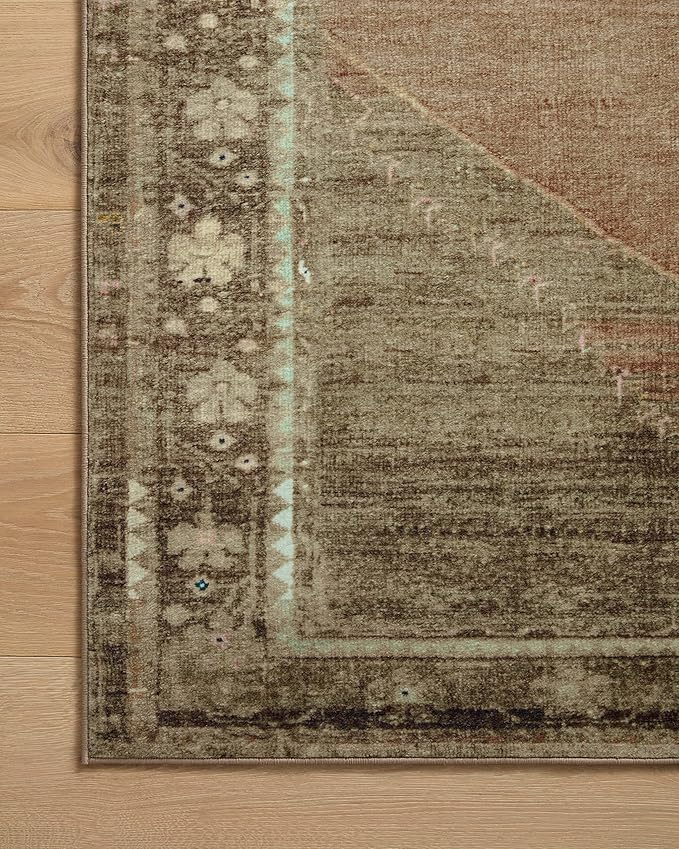 Loloi Magnolia Home by Joanna Gaines Sinclair Collection SIN-06 Clay/Tobacco 2'-3" x 3'-9", .25" Pile Height, Machine Washable, Accent Rug