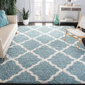 SAFAVIEH Dallas Shag Collection Area Rug - 8' Square, Seafoam & Ivory, Trellis Design, Non-Shedding & Easy Care, 1.5-inch Thick Ideal for High Traffic Areas in Living Room, Bedroom (SGD257C)