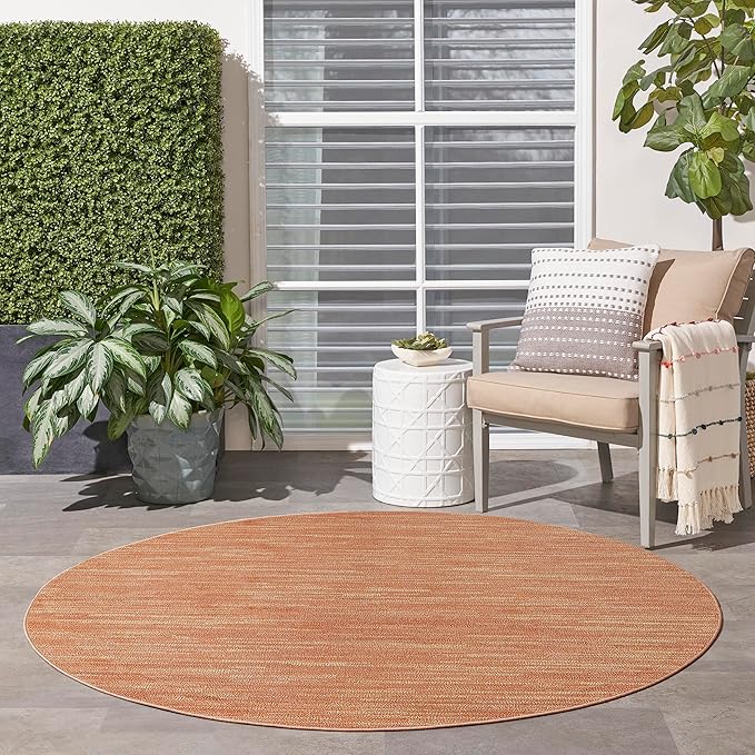 Nourison Home Nourison Essentials Rust 4' x Round Area Rug - Easy Clean, Non Shedding, Bed Room, Living Room, Dining Room, Kitchen (4' x Round)