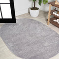 Eyely UES100A-5OV Supersoft Haze Solid Low-Pile Indoor Area Rug, Coastal, Bohemian, Minimalist, Classic, Casual for Bedroom,Kitchen,Living Room,Non Shedding,Easy-Washing, Gray, 5 X 8 Oval