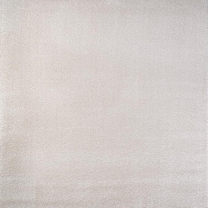 Eyely UES100D-6SQ Supersoft Haze Solid Low-Pile Indoor Area Rug, Coastal, Bohemian, Minimalist, Classic, Casual for Bedroom,Kitchen,Living Room,Non Shedding,Easy-Washing, Ivory, 6' Square