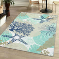 Tritard Coastal Area Rugs Nautical Beach Themed Non-Slip Machine Washable Rugs Modern Floor Carpet for Living Room Bedroom, 3x5, Navy
