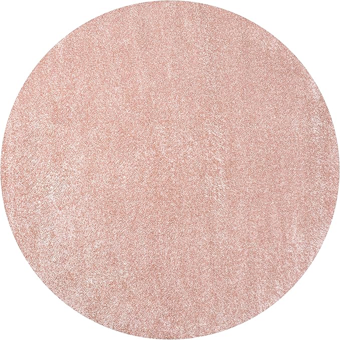 Eyely UES100P-4R Supersoft Haze Solid Low-Pile Indoor Area Rug, Coastal, Bohemian, Minimalist, Classic, Casual for Bedroom,Kitchen,Living Room,Non Shedding,Easy-Washing, Pink, 4' Round