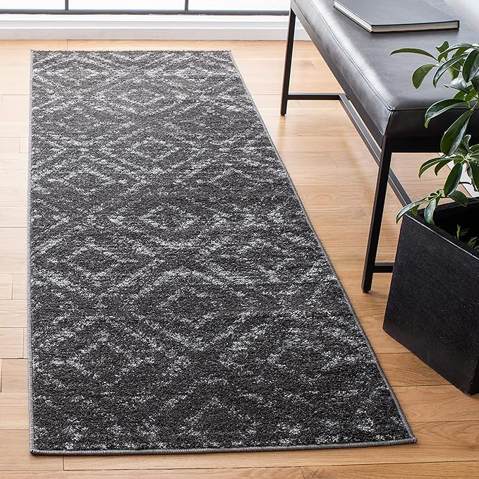 SAFAVIEH Adirondack Collection Runner Rug - 2'6" x 10', Dark Grey & Grey, Modern Diamond Distressed Design, Non-Shedding & Easy Care, Ideal for High Traffic Areas in Living Room, Bedroom (ADR131F)