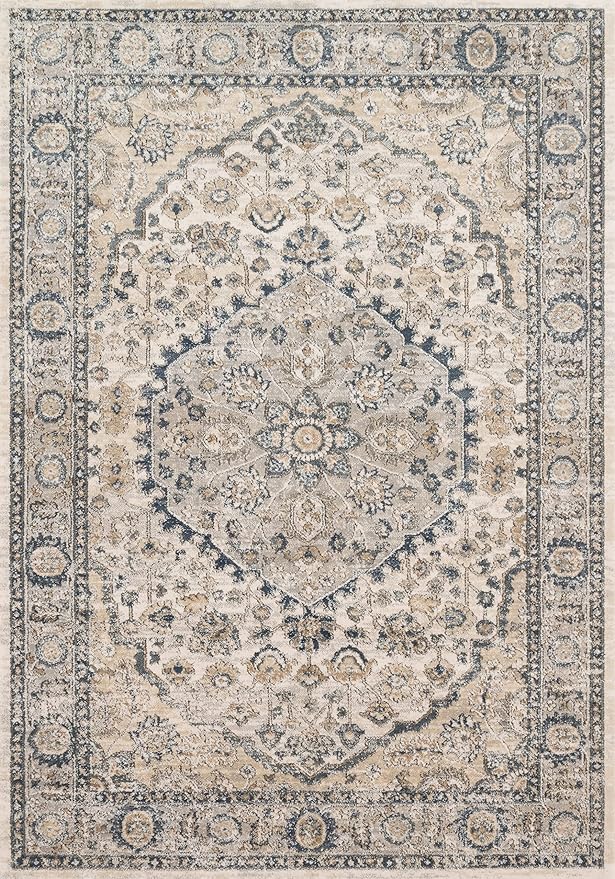 Loloi Teagan Collection TEA-01 Natural/Lt. Grey 7'-11" x 10'-6" Area Rug, Large, Soft Neutral Rug, High-Traffic for Living Room, Bedroom, Home Office, Dining Area
