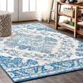 JONATHAN Y Boho Vintage Cream/Blue Indoor Area Rug, 8x10, Bohemian Flair Medallion, Floral Easy-Cleaning High Traffic for Living Room, Bedroom, Kitchen, Pet-Friendly, Non-Shedding (BMF106B-8)