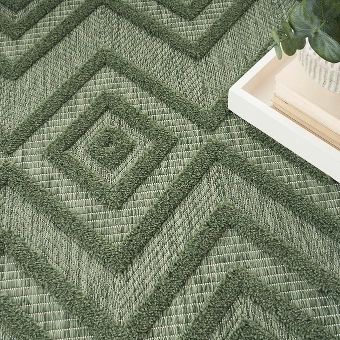Nourison Home Versatile Green 8' x Round Area Rug - Easy Clean, Non Shedding, Bed Room, Living Room, Dining Room, Kitchen (8' x Round)