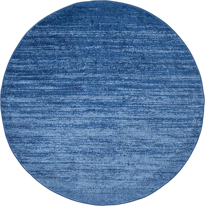 SAFAVIEH Adirondack Collection Area Rug - 8' Round, Light Blue & Dark Blue, Modern Ombre Design, Non Shedding & Easy to Clean, Ideal for Living Room, Bedroom, Office, Dining Space (ADR113F)
