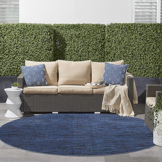 Nourison Home Nourison Essentials Midnight Blue 8' x Round Area Rug - Easy Clean, Non Shedding, Bed Room, Living Room, Dining Room, Kitchen (8' x Round)