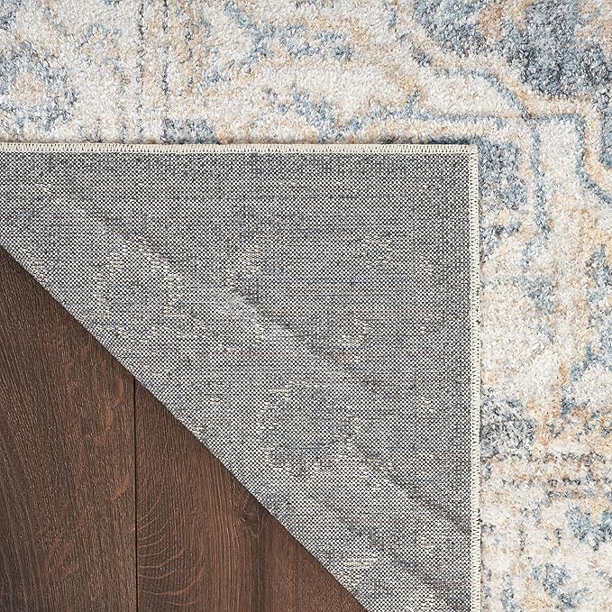Nourison Home Astra Machine Washable Grey/Blue 2'2" x 10' Area -Rug, Easy -Cleaning, Non Shedding, Bed Room, Living Room, Dining Room, Kitchen (2x10)