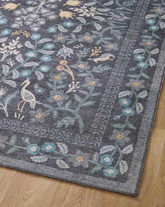 Loloi Rifle Paper Co. Maison Collection MAO-01 Nightingale Black 3'-9" x 5'-6", .19" Pile Height, Accent Rug