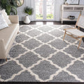 SAFAVIEH Dallas Shag Collection Area Rug - 10' x 14', Grey & Ivory, Trellis Design, Non-Shedding & Easy Care, 1.5-inch Thick Ideal for High Traffic Areas in Living Room, Bedroom (SGD257G)