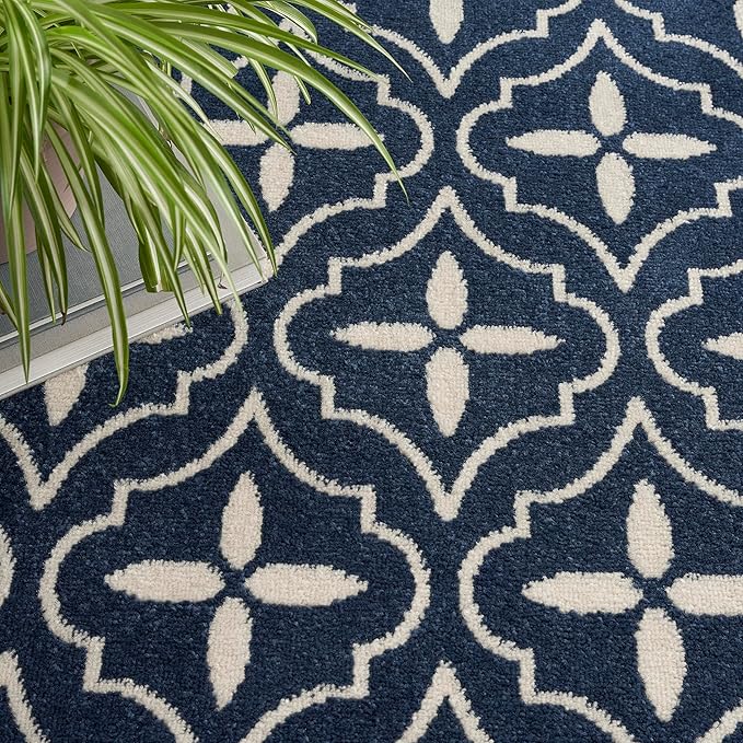 Nourison Home Nourison Essentials Navy Ivory 6' x 9' Area Rug - Easy Clean, Non Shedding, Bed Room, Living Room, Dining Room, Kitchen (6' x 9')