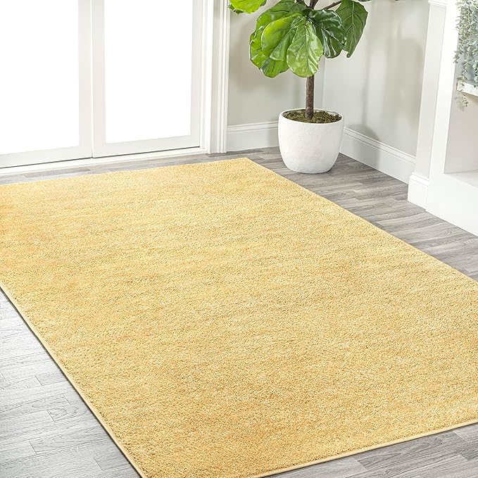 Eyely UES100B-6 Supersoft Haze Solid Low-Pile Indoor Area Rug, Coastal, Bohemian, Minimalist, Classic, Casual for Bedroom,Kitchen,Living Room,Non Shedding,Easy-Washing, Yellow, 6 X 9